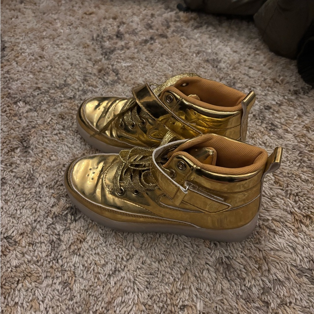Gold Kids High-Top Sneakers